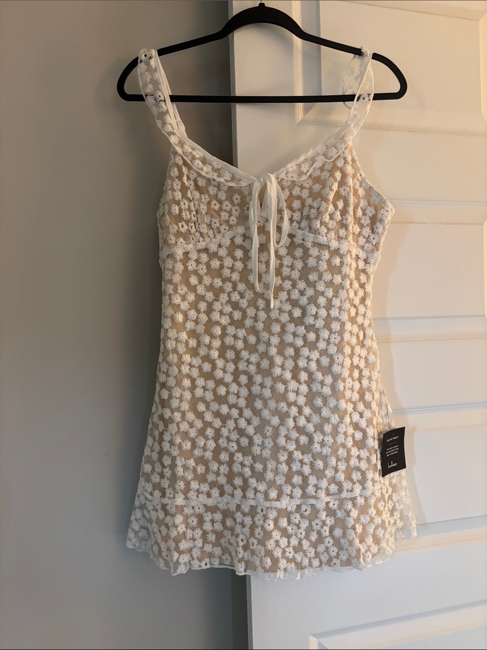 White Daisy Lace Slip Dress